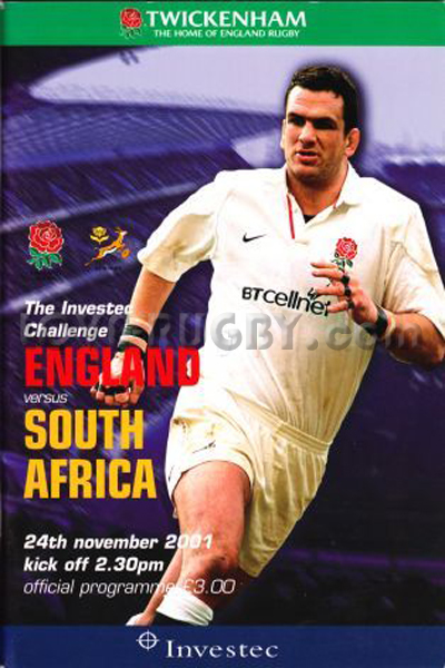 2001 England v South Africa  Rugby Programme